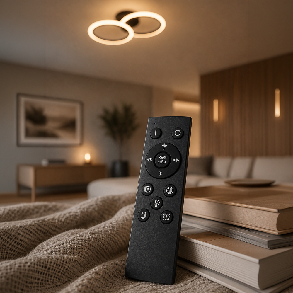 LED Chandelier with remote control BETTY 27W, 2 Circles, Cold/Warm/Neutral light, Dimmable, Black LED Chandeliers with Remote Control Default Title Alessandro Design