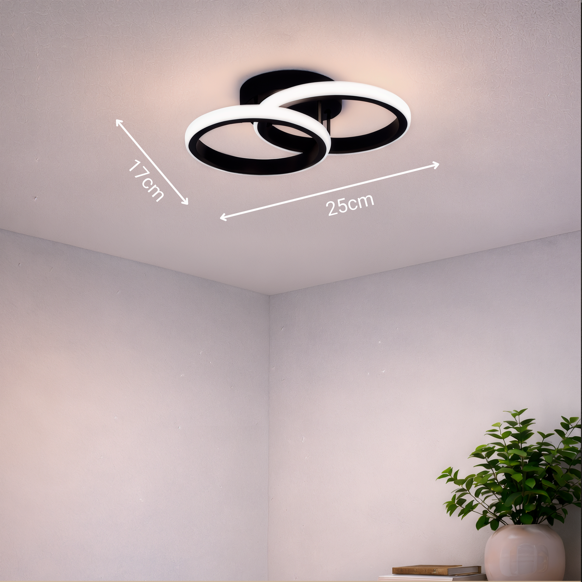 LED Chandelier VERTEX CIRCULA 21W, 2 Circles, Metal Frames, Cool/Warm/Neutral Light 3000K/4000K/6000K, Black, Metal LED Chandeliers Default Title Alessandro Design