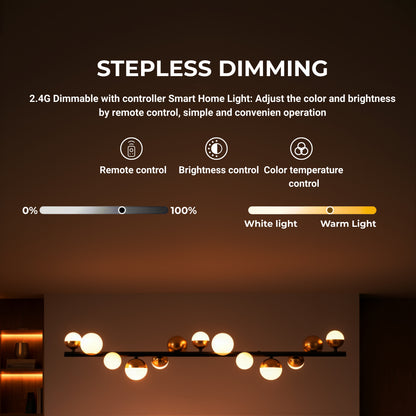 Aurion 29W Acrylic LED Hanging Chandelier with Remote Control, Dimmable, Black Gold, Metal and Acrylic LED Chandeliers with Remote Control Default Title Alessandro Design
