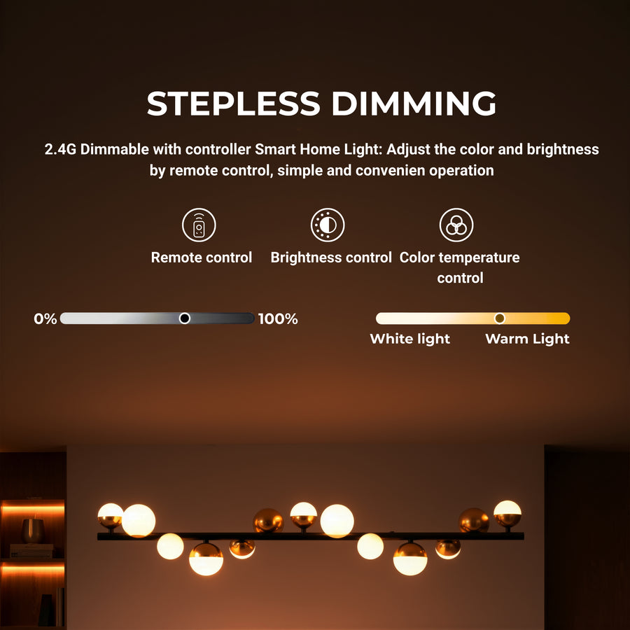 Aurion 29W Acrylic LED Hanging Chandelier with Remote Control, Dimmable, Black Gold, Metal and Acrylic LED Chandeliers with Remote Control Default Title Alessandro Design