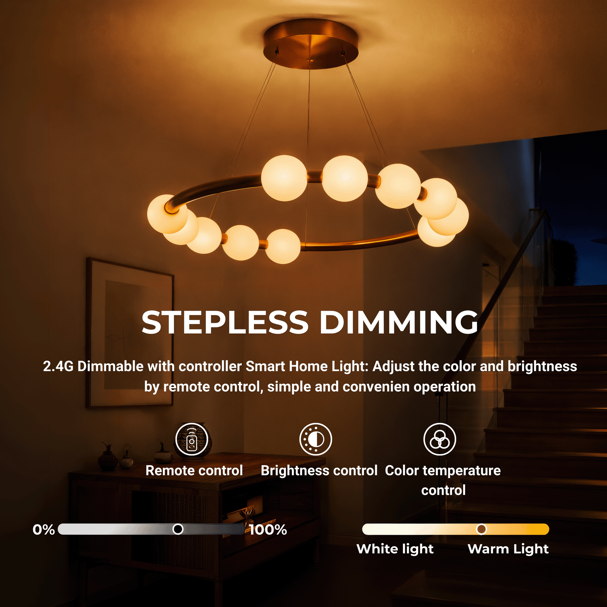 LED Pendant Light Acrylic Nova 57W with Remote Control, Dimmable, 3000K/4000K/6000K, Gold, Metal and Acrylic LED Chandeliers with Remote Control Default Title Alessandro Design