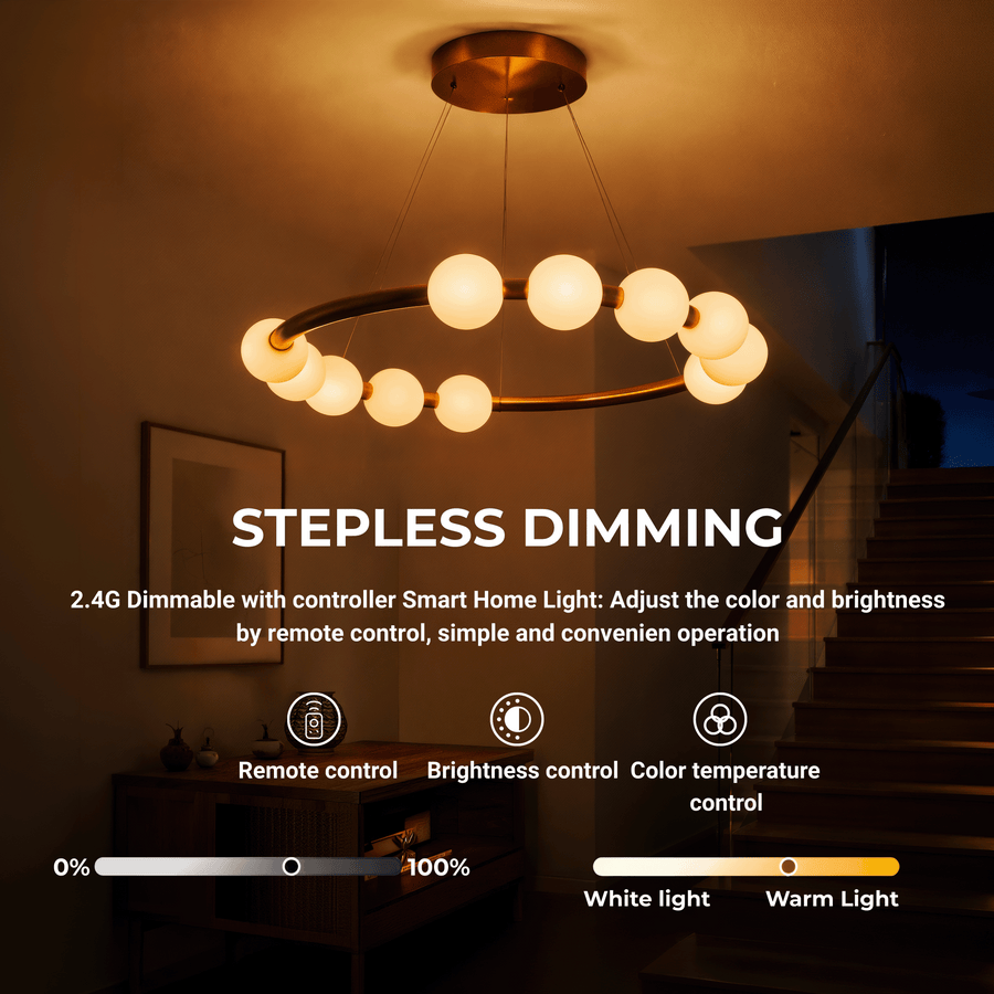 LED Pendant Light Acrylic Nova 57W with Remote Control, Dimmable, 3000K/4000K/6000K, Gold, Metal and Acrylic LED Chandeliers with Remote Control Default Title Alessandro Design