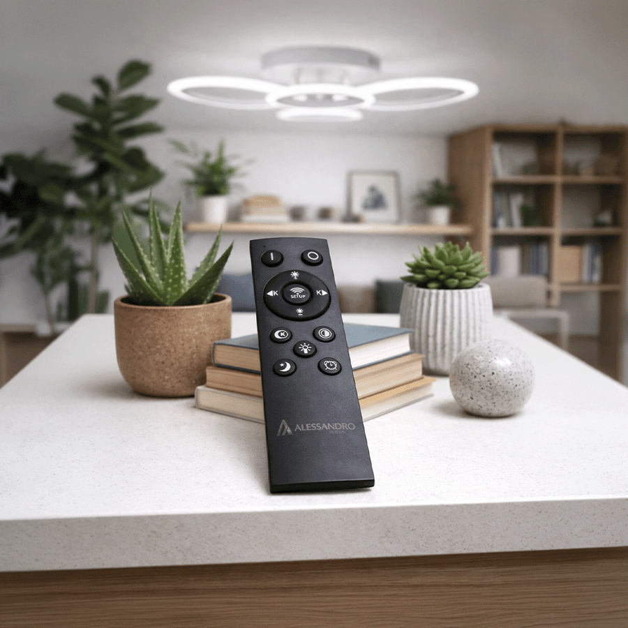 LED chandelier with remote control BETTY 43W, 4 Circles, Cold/Warm/Neutral light, Dimmable, White LED chandelier with remote control Default Title Alessandro Design