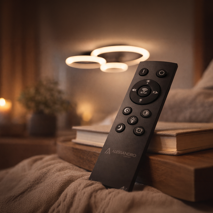 LED Chandelier with remote control BETTY 40W, 3 Circles, Cold/Warm/Neutral light, Dimmable, Black LED Chandeliers with Remote Control Default Title Alessandro Design