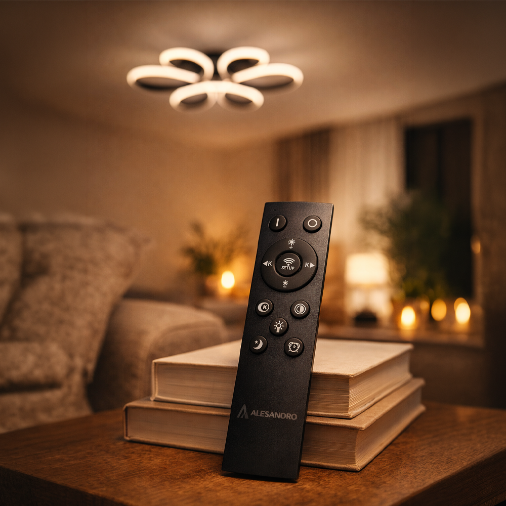 LED chandelier with remote control HELIX 63W, Cold/Warm/Neutral light, Dimmable, Black LED chandeliers with remote control Default Title Alessandro Design