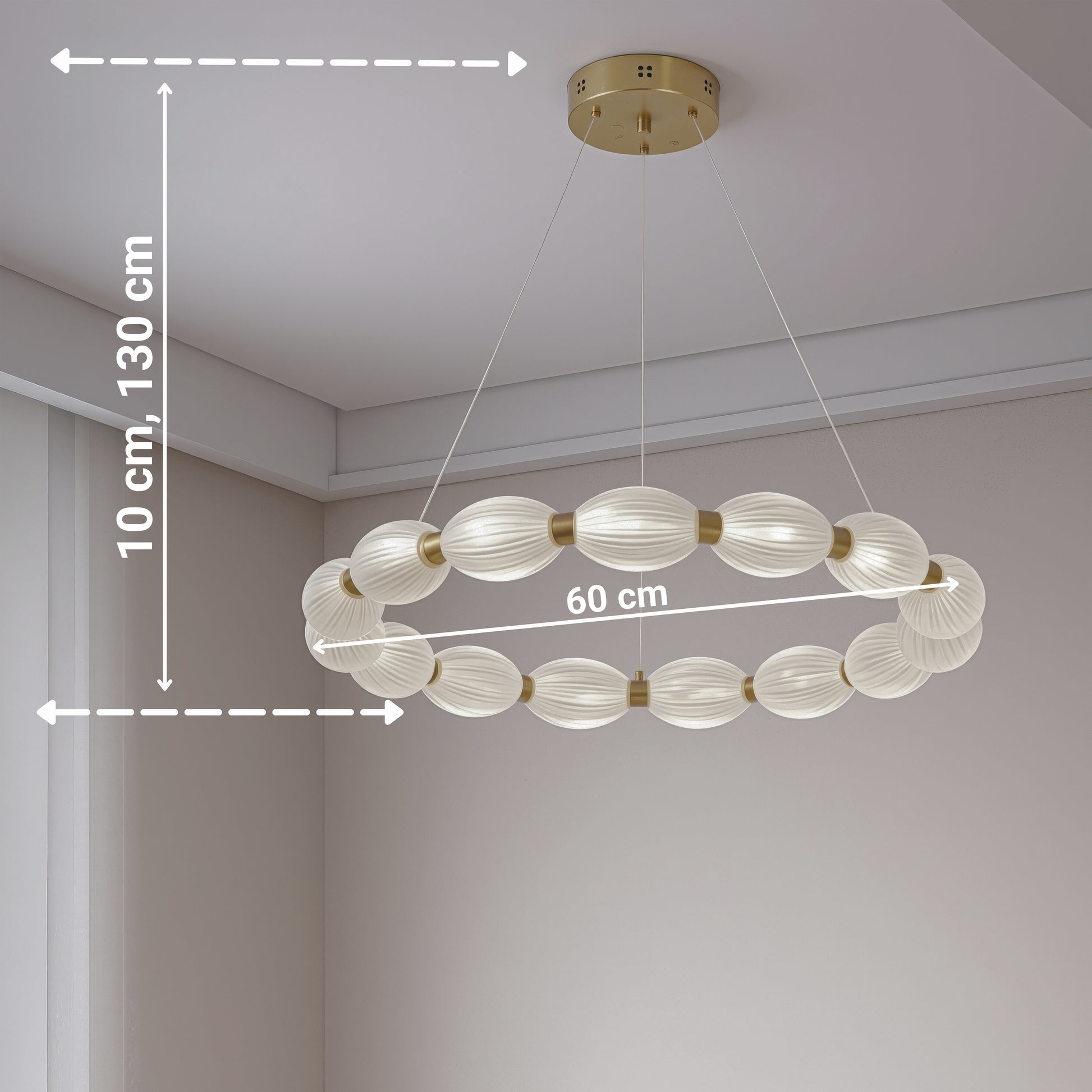 Lustra LED suspendata FAUSTO II, 42W, lumina Rece/Calda/Neutra, Inaltime Reglabila, Auriu Lustre Moderne Default Title Alessandro Design