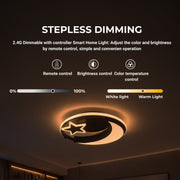 LED chandelier with remote control ALYONA 44W, Moon and Star, Cold/Warm/Neutral light, Dimmable, Black LED chandelier with remote control Default Title Alessandro Design