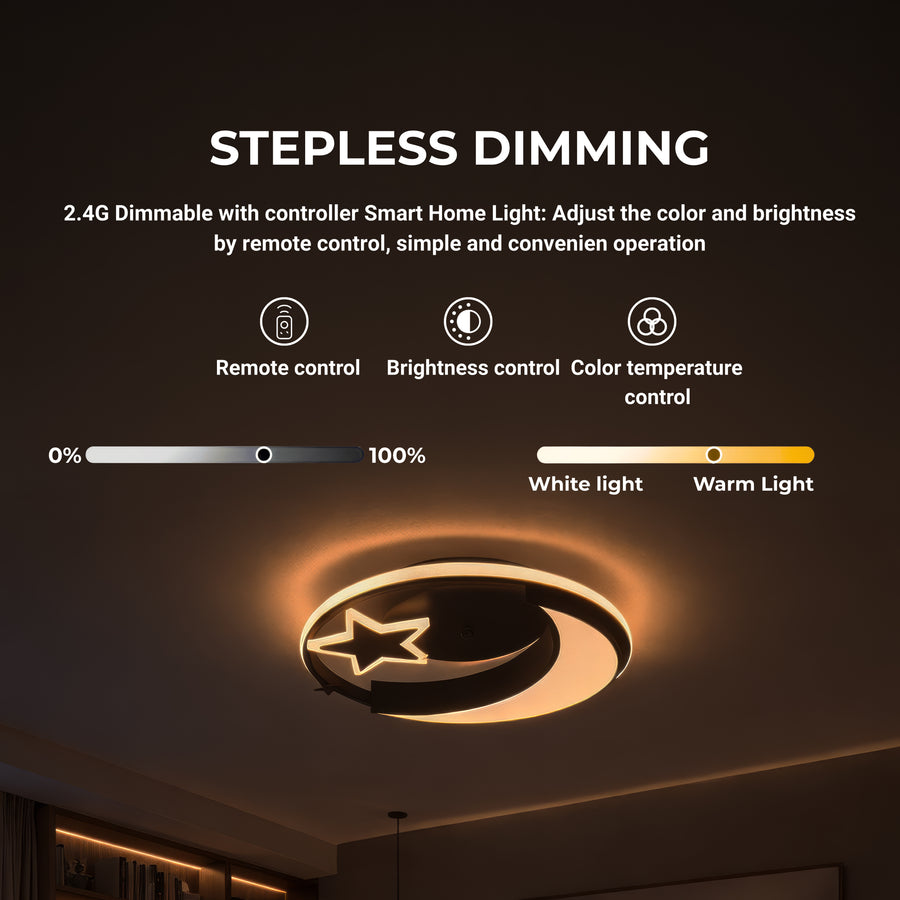 LED chandelier with remote control ALYONA 44W, Moon and Star, Cold/Warm/Neutral light, Dimmable, Black LED chandelier with remote control Default Title Alessandro Design