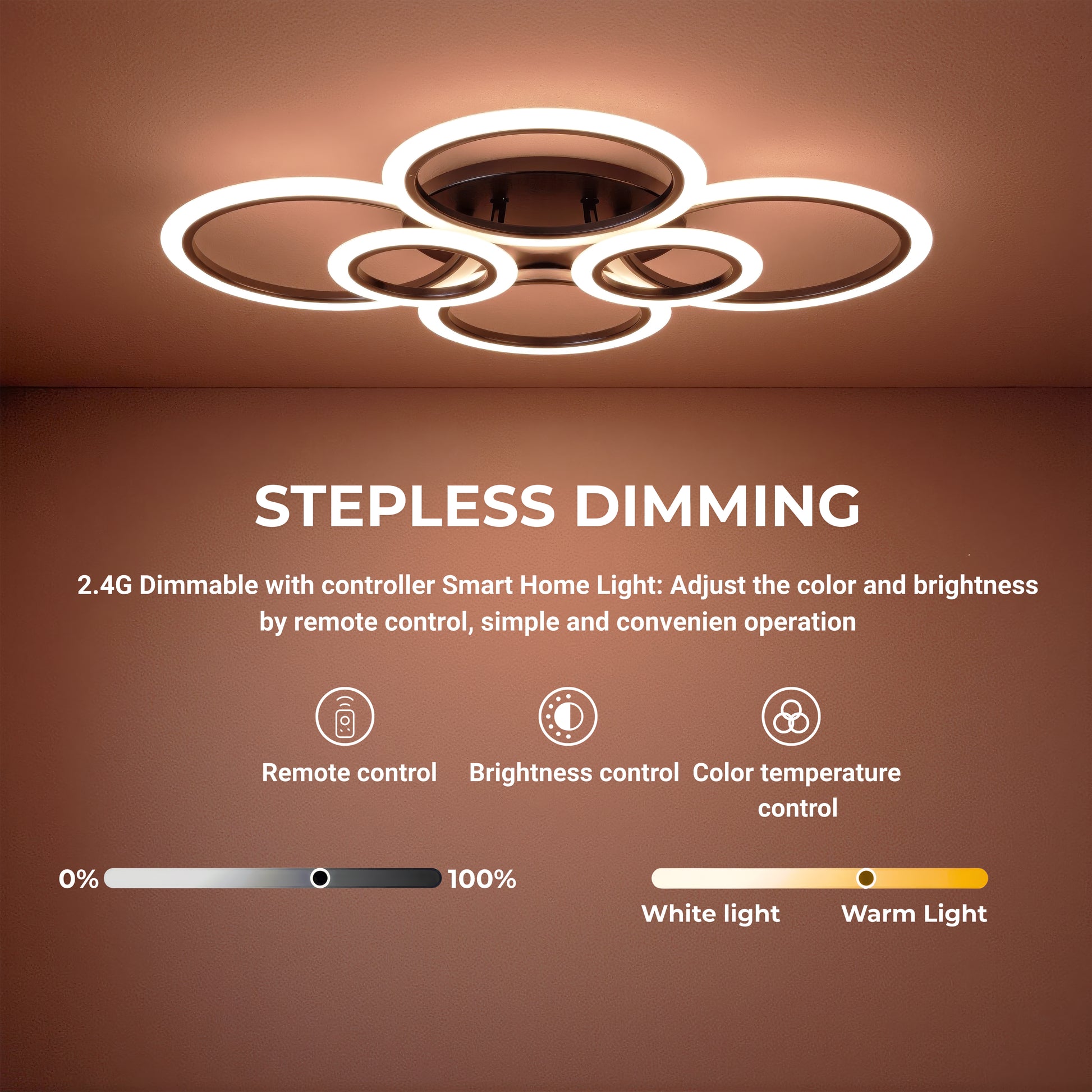 LED Chandelier with Remote Control BETTY 82W, 6 Circles, Cold/Warm/Neutral Light, Dimmable, Black LED Chandeliers with Remote Control Default Title Alessandro Design