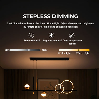 Suspended LED chandelier with remote control DAMARA 44W, Cold/Warm/Neutral light, Dimmable, Black, Height Adjustable LED Chandeliers with Remote Control Default Title Alessandro Design