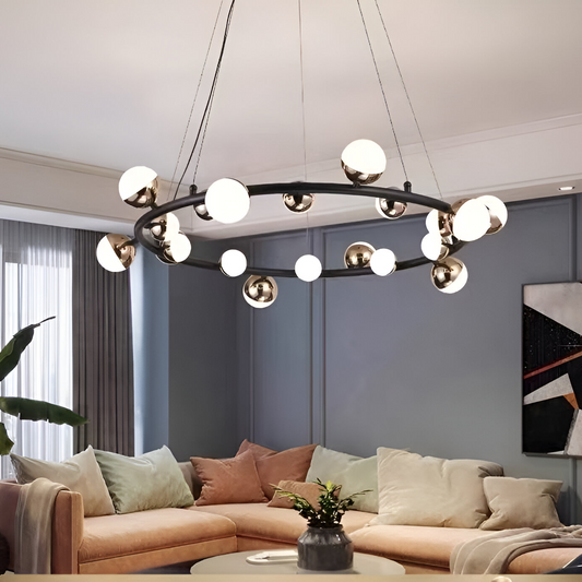 Estella Acrylic Pendant LED Chandelier with Remote Control, 30W, Dimmable, 3000K/4000K/6000K, Gold, Metal and Acrylic LED Chandeliers with Remote Control Default Title Alessandro Design