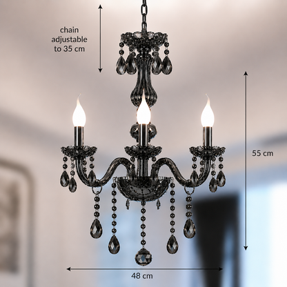Crystal Chandelier AUGUST Eleganza, 3xE14, Diameter 48cm, Silver, Adjustable Height Classic Chandeliers Default Title Alessandro Design