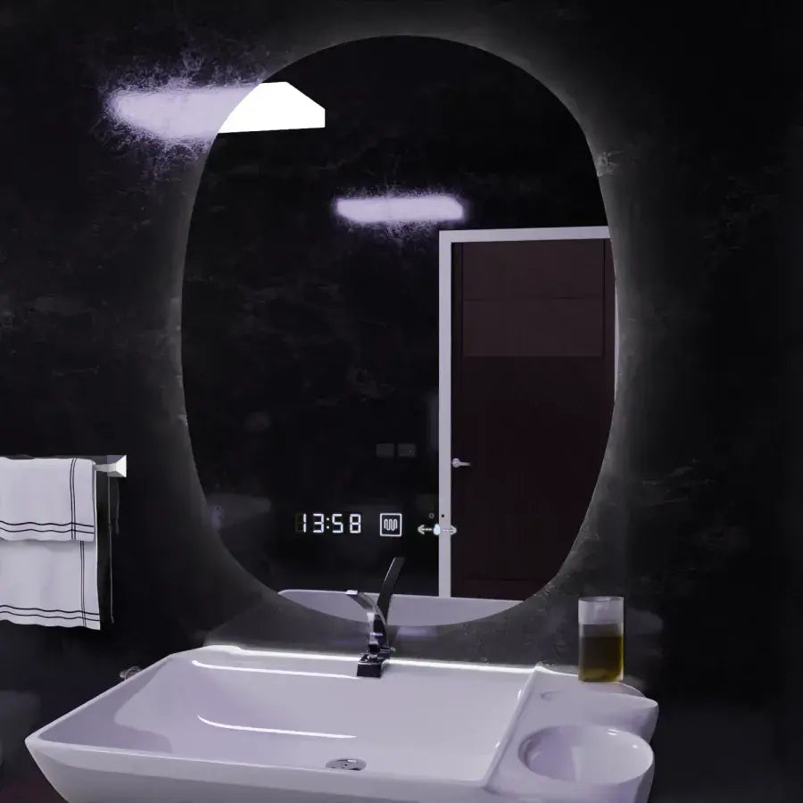 Oval LED mirror, 60x80cm, Ranya Marcello MotionGlow sensor, De-fogging system, Clock & Thermometer, Dimabila Marcello mirrors Default Title Alessandro Design