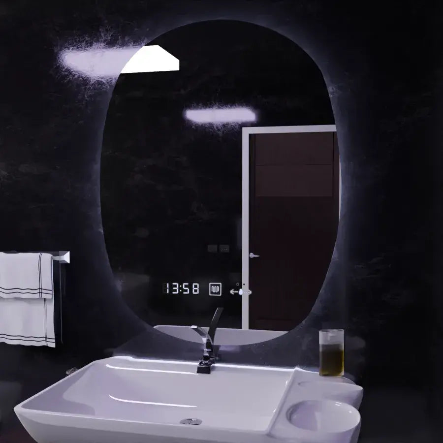Oval LED mirror, 60x80cm, Ranya Marcello MotionGlow sensor, De-fogging system, Clock & Thermometer, Dimabila Marcello mirrors Default Title Alessandro Design