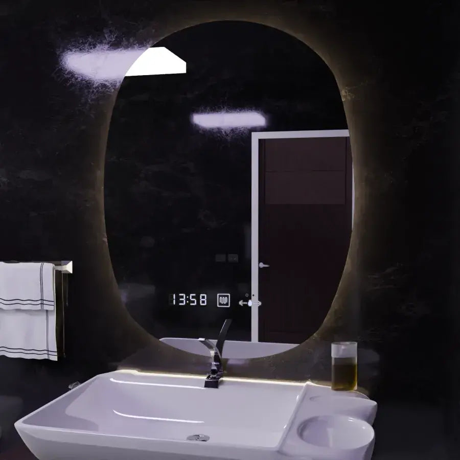 Oval LED mirror, 60x80cm, Ranya Marcello MotionGlow sensor, De-fogging system, Clock & Thermometer, Dimabila Marcello mirrors Default Title Alessandro Design