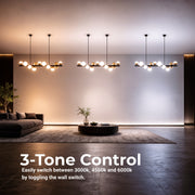Aurion 29W Acrylic LED Hanging Chandelier with Remote Control, Dimmable, Black Gold, Metal and Acrylic LED Chandeliers with Remote Control Default Title Alessandro Design