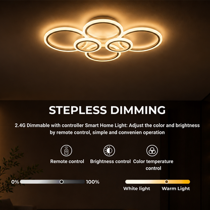 LED chandelier with remote control BETTY 82W, 6 Circles, Cold/Warm/Neutral light, Dimmable, White LED chandelier with remote control Default Title Alessandro Design