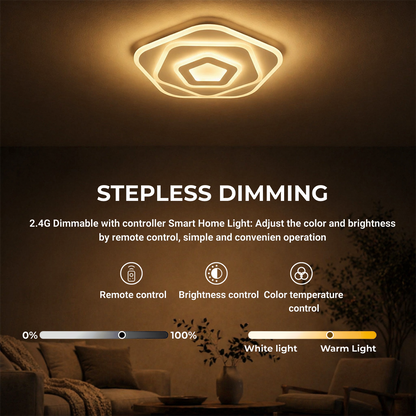 LED Chandelier with Remote Control PENTAGON 59W, 40cm, Cold/Warm/Neutral Light 3000K/4000K/6000K, White, Metal and Acrylic LED Chandeliers with Remote Control Default Title Alessandro Design