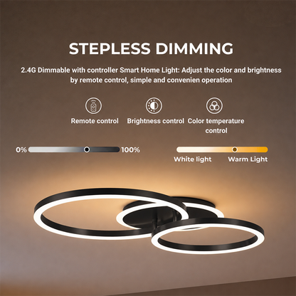 LED Chandelier with remote control RINOVA 66W, 2 Circles, Cold/Warm/Neutral light, Dimmable, Black LED Chandeliers with Remote Control Default Title Alessandro Design