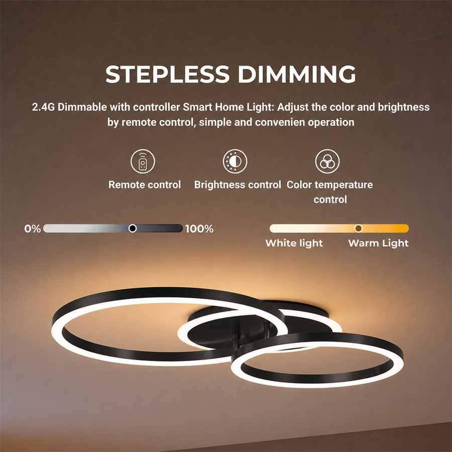 LED Chandelier with remote control RINOVA 66W, 2 Circles, Cold/Warm/Neutral light, Dimmable, Black LED Chandeliers with Remote Control Default Title Alessandro Design