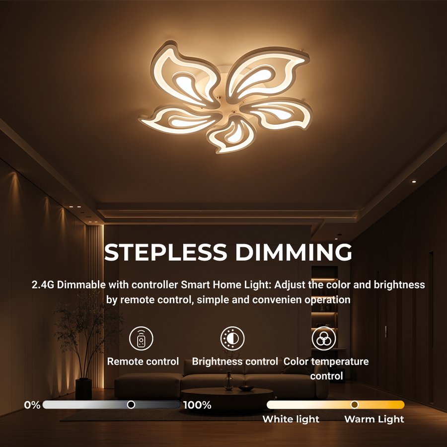 LED chandelier with remote control GLORIOSA 95W, 5 Petals, Cold/Warm/Neutral light, Dimmable, White LED chandelier with remote control Default Title Alessandro Design