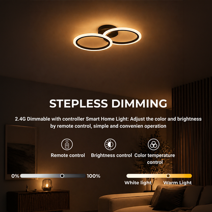 LED Chandelier with remote control BETTY 27W, 2 Circles, Cold/Warm/Neutral light, Dimmable, Black LED Chandeliers with Remote Control Default Title Alessandro Design