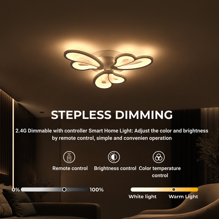 LED chandelier with remote control BLOSSOM 40W, 3 Petals, Cold/Warm/Neutral light, Dimmable, White LED chandelier with remote control Default Title Alessandro Design