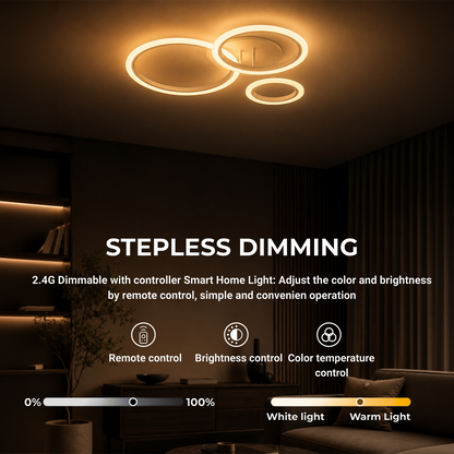 LED Chandelier with Remote Control BETTY 40W, 3 Circles, Cold/Warm/Neutral Light, Dimmable, White, Metal and Acrylic LED Chandeliers with Remote Control Default Title Alessandro Design