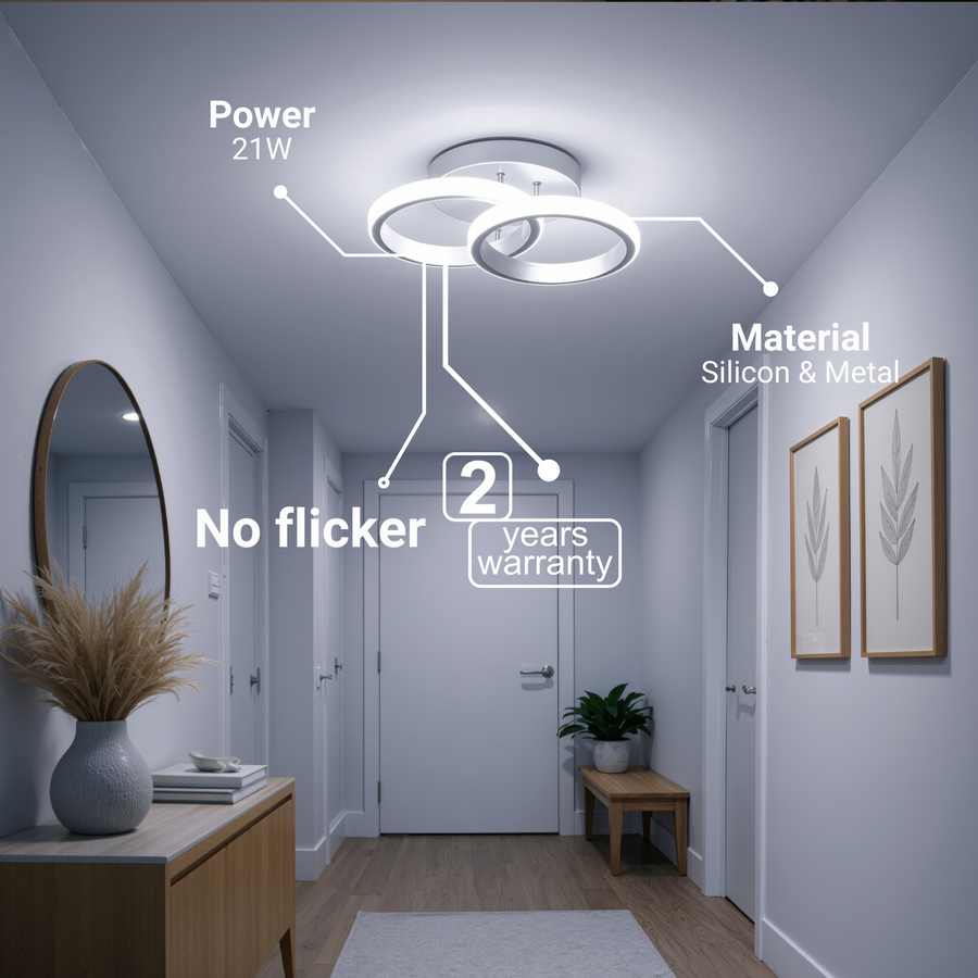 LED Chandelier VERTEX CIRCULA 21W, 2 Circles, Metal Frames, Cold/Warm/Neutral light, White LED Chandeliers Default Title Alessandro Design