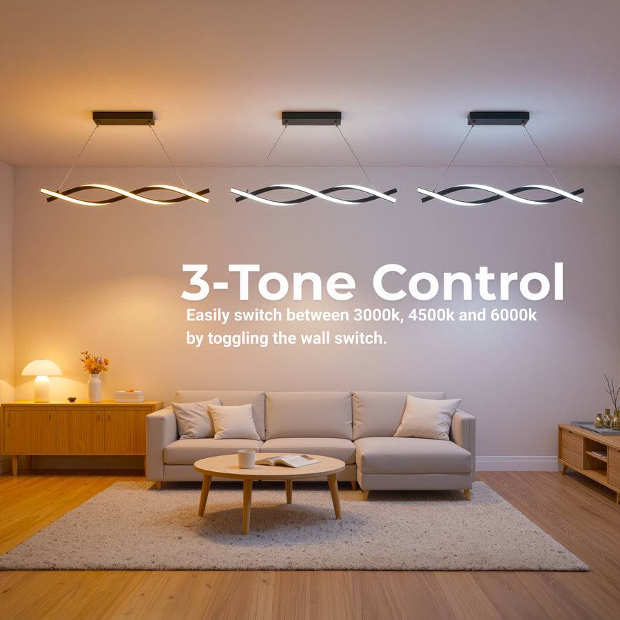 Suspended LED Chandelier with Remote Control, FLUX, 27W, 116cm, Cold/Warm/Neutral Light 3000K/4000K/6000K, Dimmable, Black, Adjustable Height, Metal and Silicone Modern Chandeliers Default Title Alessandro Design