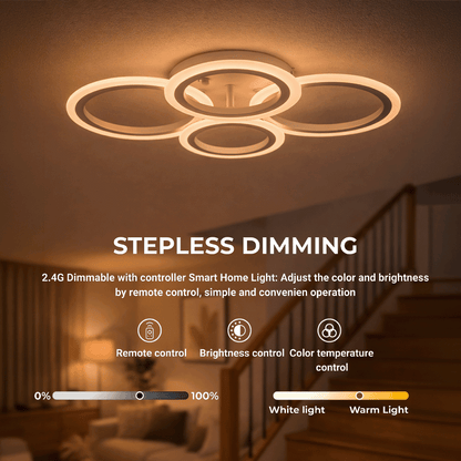 LED chandelier with remote control BETTY 43W, 4 Circles, Cold/Warm/Neutral light, Dimmable, White LED chandelier with remote control Default Title Alessandro Design