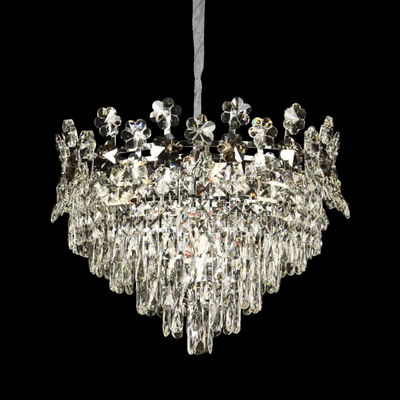 Crystal Chandelier CC6705/500CR 9x E14, Diameter 50cm, Shiny Chrome, Adjustable Height