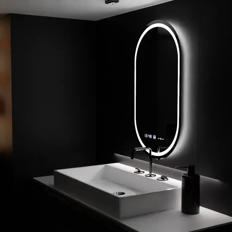 Oval LED Mirror, 60x80cm, Eminence MotionGlow Marcello, De-fogging System, Clock & Thermometer, Dimable Mirrors Marcello Default Title Alessandro Design