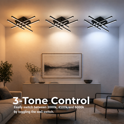 LED Chandelier with Remote Control LINEX, 81W, 6 Elements, Linear, Cold/Warm/Neutral light, Dimmable, Black LED Chandeliers with Remote Control Default Title Alessandro Design