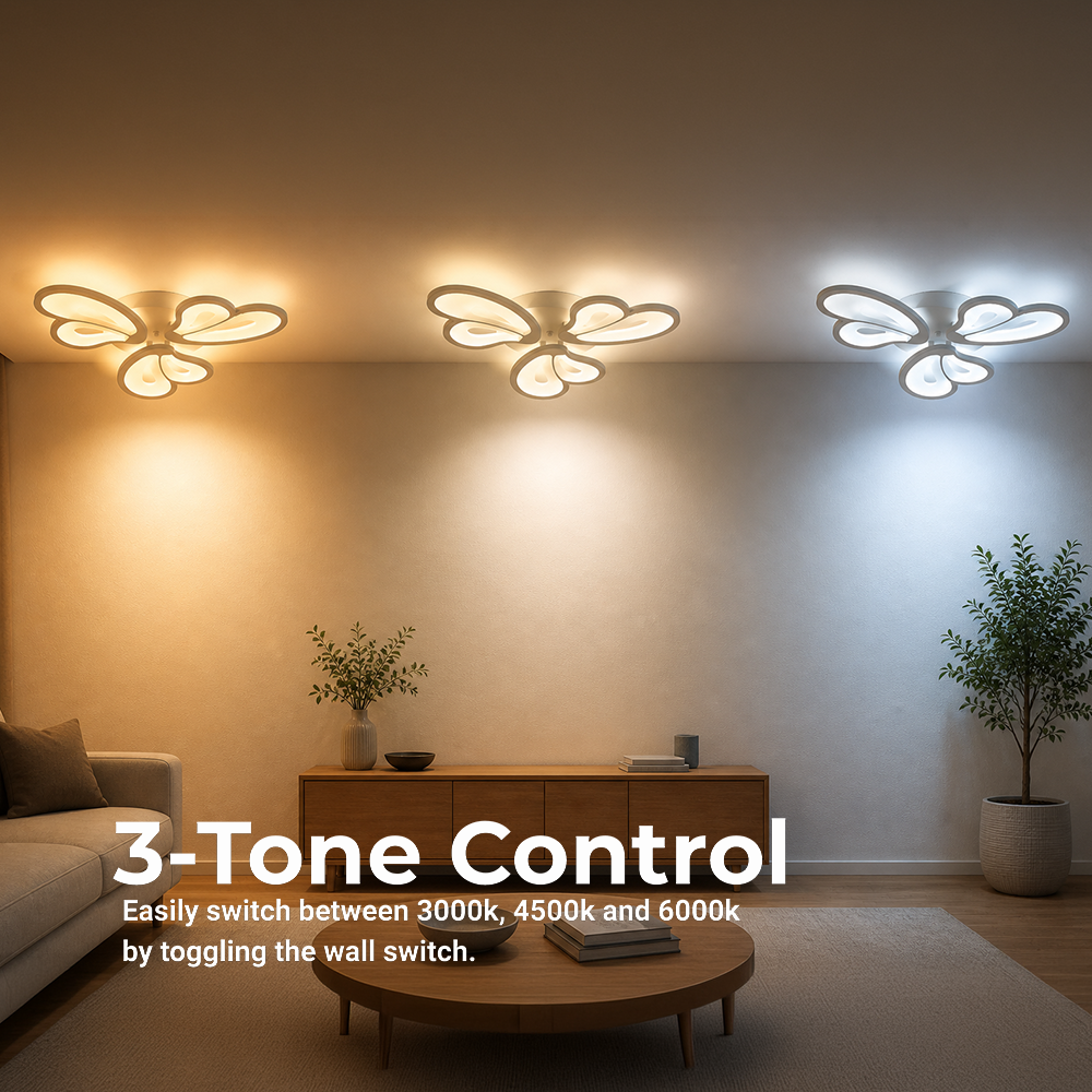 LED chandelier with remote control BLOSSOM 40W, 3 Petals, Cold/Warm/Neutral light, Dimmable, White LED chandelier with remote control Default Title Alessandro Design
