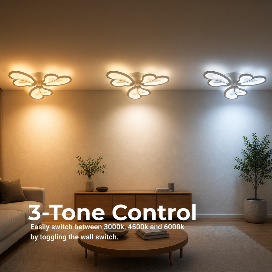 LED chandelier with remote control BLOSSOM 40W, 3 Petals, Cold/Warm/Neutral light, Dimmable, White LED chandelier with remote control Default Title Alessandro Design