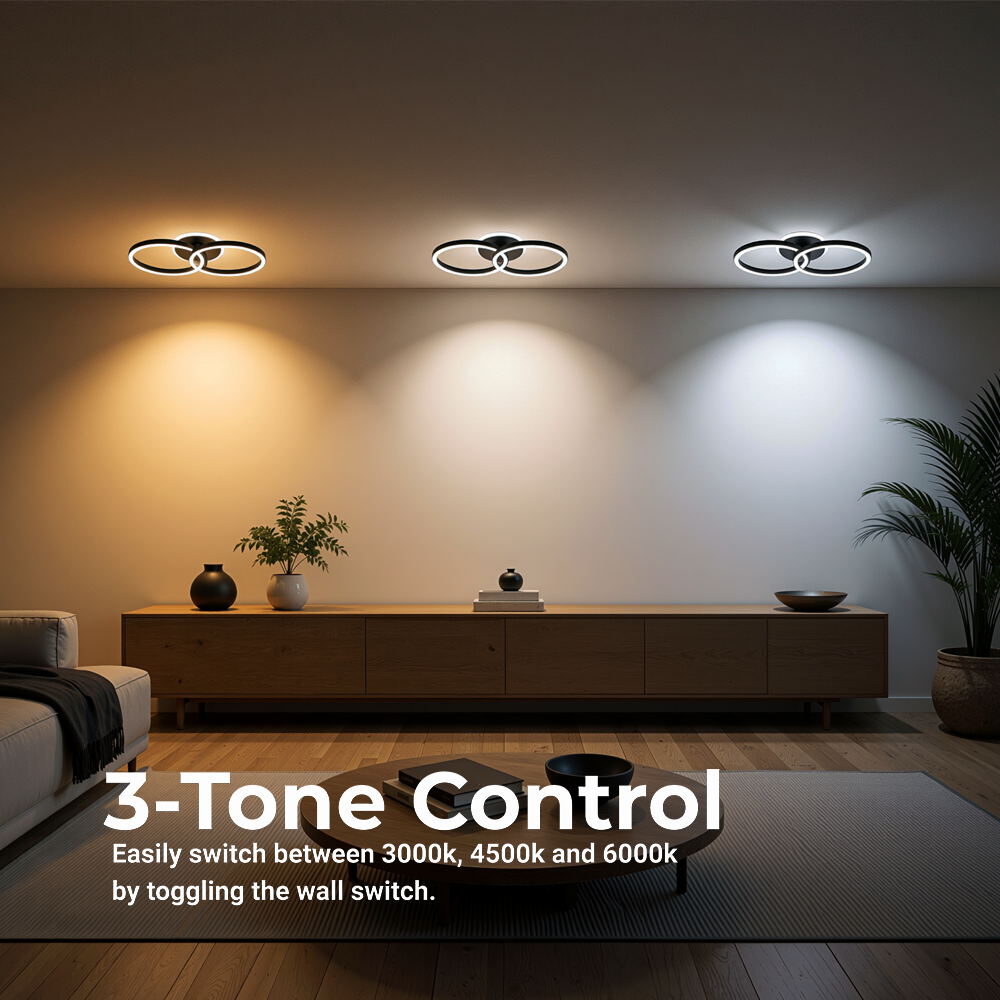 LED Chandelier with remote control RIGA LILITH 34W, 2 Circles, Cold/Warm/Neutral light, Dimmable, Black LED Chandeliers with Remote Control Default Title Alessandro Design