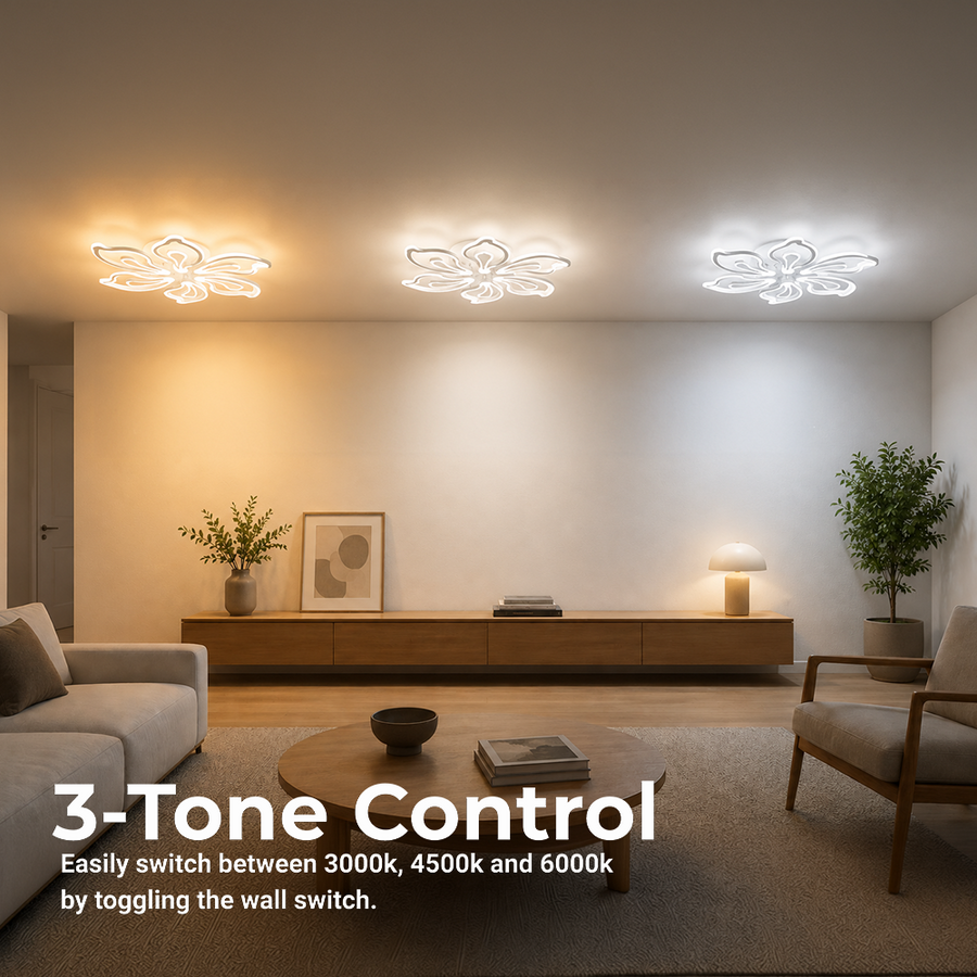 LED chandelier with remote control GLORIOSA 95W, 5 Petals, Cold/Warm/Neutral light, Dimmable, White LED chandelier with remote control Default Title Alessandro Design