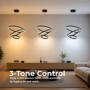 Suspended LED chandelier with remote control CASIANA 85W, 3 Circles, Cold/Warm/Neutral light, Dimmable, Black, Height Adjustable LED Chandeliers with Remote Control Default Title Alessandro Design
