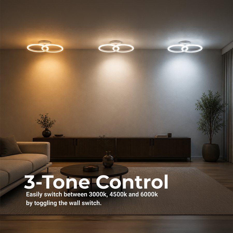 LED chandelier with remote control BETTY 27W, 2 Circles, Cold/Warm/Neutral light, Dimmable, White LED chandelier with remote control Default Title Alessandro Design