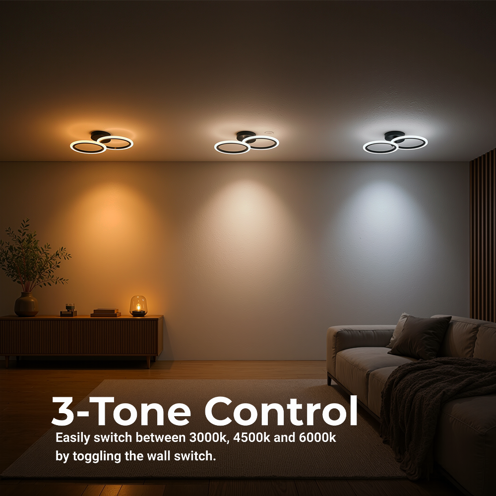LED Chandelier with remote control BETTY 27W, 2 Circles, Cold/Warm/Neutral light, Dimmable, Black LED Chandeliers with Remote Control Default Title Alessandro Design