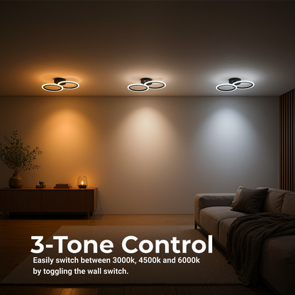 LED Chandelier with remote control BETTY 27W, 2 Circles, Cold/Warm/Neutral light, Dimmable, Black LED Chandeliers with Remote Control Default Title Alessandro Design