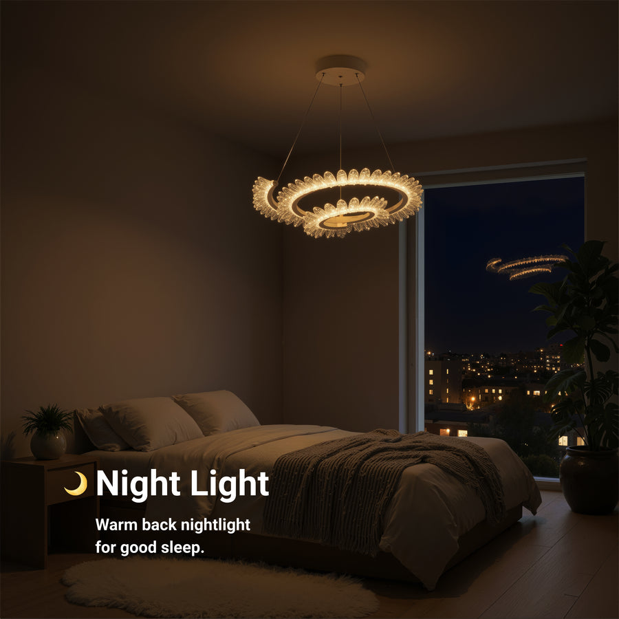 Lustra LED cu Telecomanda LT188WH, Cristal si Metal, 40W, Dimabila, Inaltime Reglabila, Lumina Rece/Calda/Neutra, Iluminat Luxos Lustre LED cu Telecomanda Default Title Alessandro Design