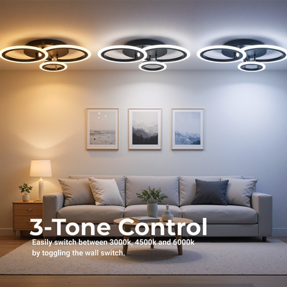 LED Chandelier with remote control BETTY 40W, 3 Circles, Cold/Warm/Neutral light, Dimmable, Black LED Chandeliers with Remote Control Default Title Alessandro Design