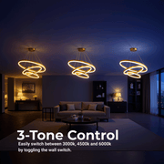 Suspended LED chandelier with remote control ELIZABETH, 85W, 3 Circles, Cold/Warm/Neutral light, Dimmable, Shiny Gold, Height Adjustable LED Chandeliers with Remote Control Default Title Alessandro Design