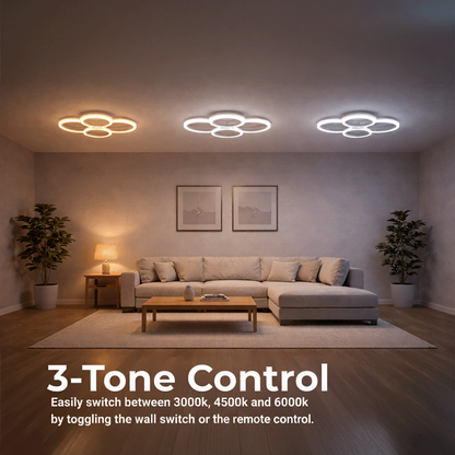 LED chandelier with remote control BETTY 43W, 4 Circles, Cold/Warm/Neutral light, Dimmable, White LED chandelier with remote control Default Title Alessandro Design