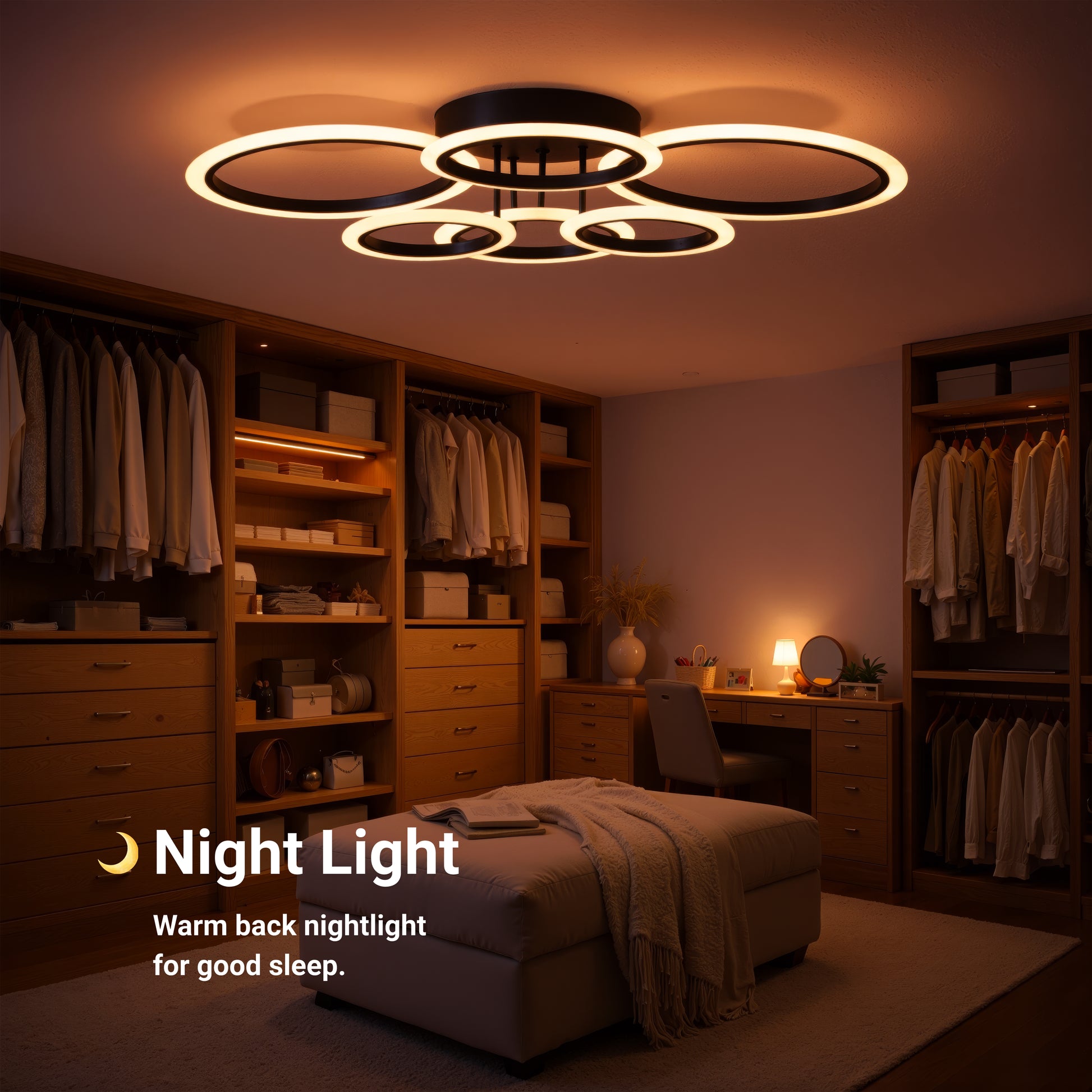 LED Chandelier with Remote Control BETTY 82W, 6 Circles, Cold/Warm/Neutral Light, Dimmable, Black LED Chandeliers with Remote Control Default Title Alessandro Design