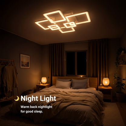 LED chandelier with remote control ELLA 119W, 6 Squares, Cold/Warm/Neutral light, Dimmable, White LED chandelier with remote control Default Title Alessandro Design