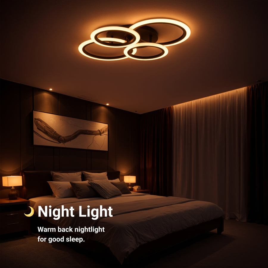 LED Chandelier with Remote Control BETTY 43W, 4 Circles, Cold/Warm/Neutral Light, Dimmable, Black LED Chandeliers with Remote Control Default Title Alessandro Design