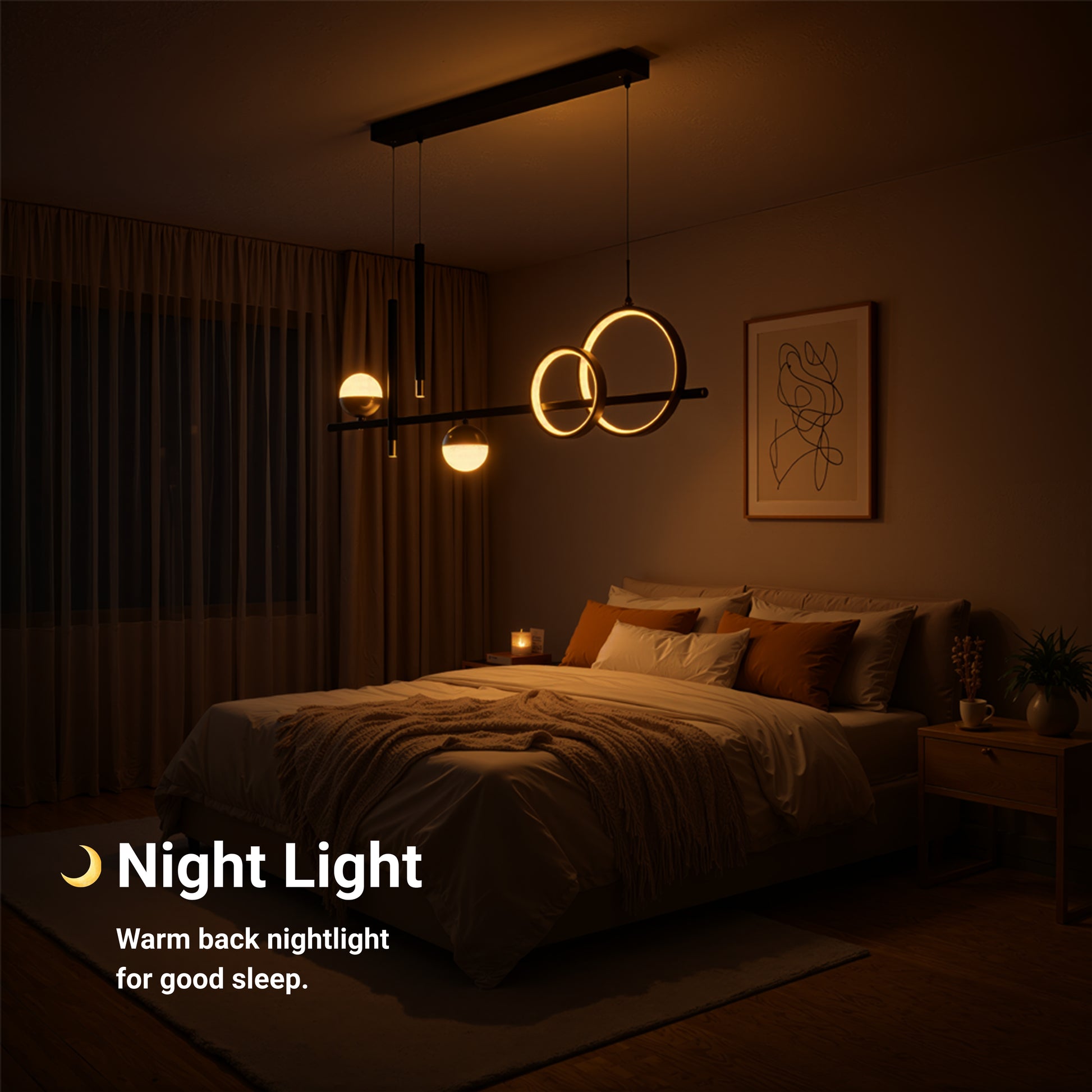 Suspended LED chandelier with remote control DAMARA 44W, Cold/Warm/Neutral light, Dimmable, Black, Height Adjustable LED Chandeliers with Remote Control Default Title Alessandro Design